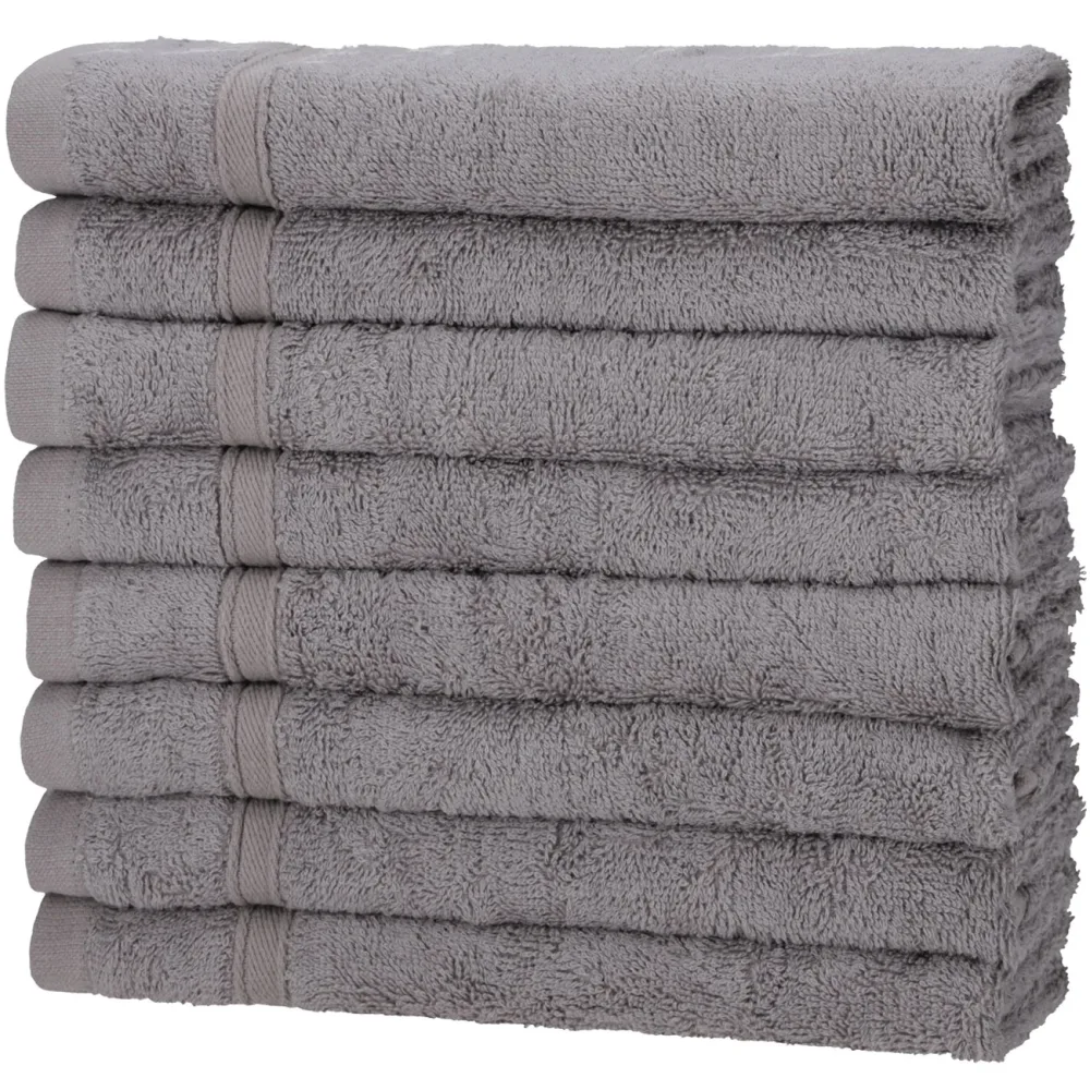 8er-Set Gästehandtücher, 50% Bambus & 50% Baumwolle, 30 x 50 cm, grau