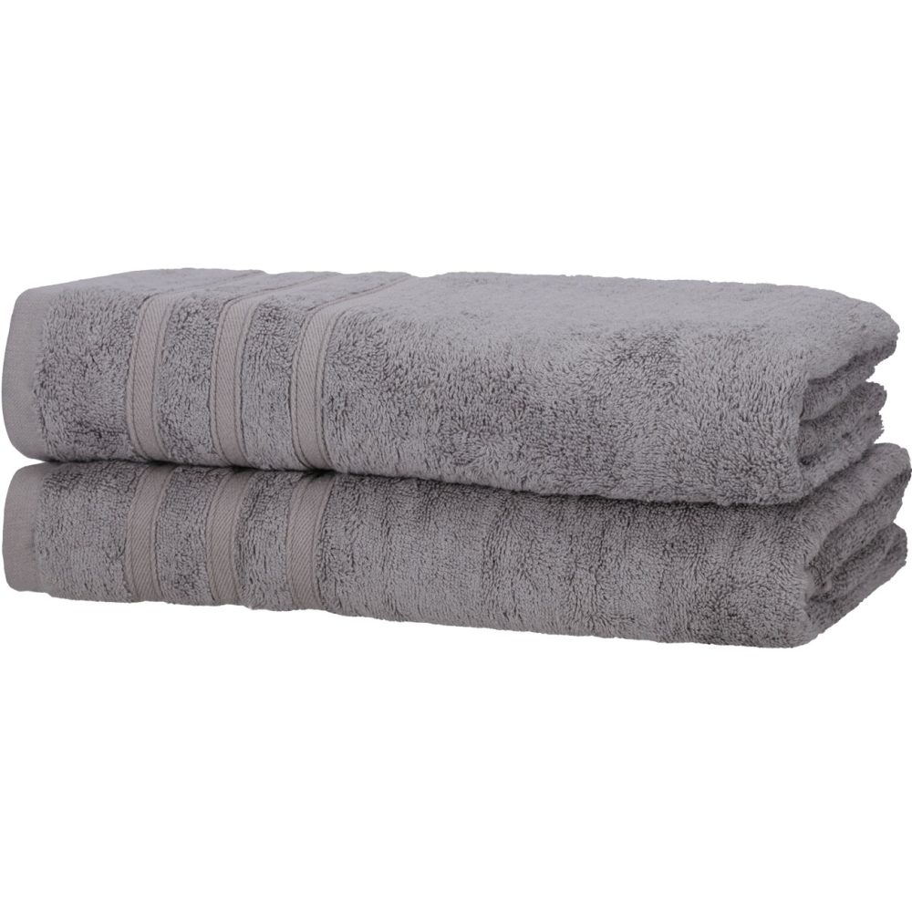2er-Set Duschhandtücher, 50% Bambus & 50% Baumwolle, 70 x 140 cm, grau