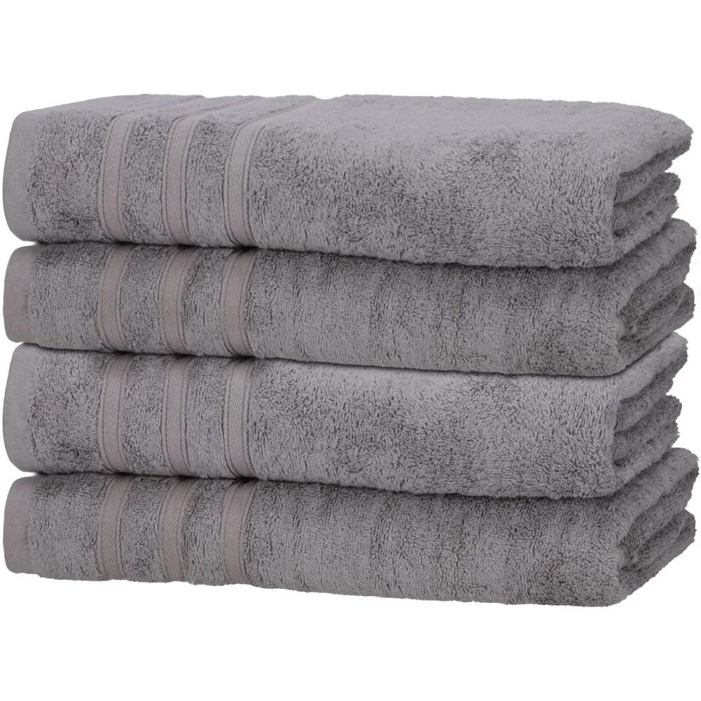 4er-Set Duschhandtücher, 50% Bambus & 50% Baumwolle, 70 x 140 cm, grau