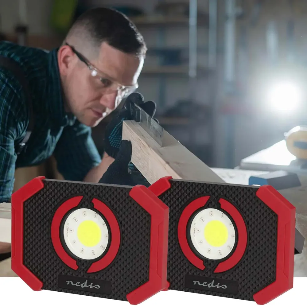 2er-Set COB-LED Arbeitsleuchte & Powerbank, 1000lm, Akkubetrieb, IP21