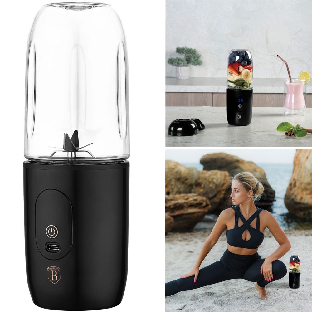 To-Go-Mixer mit USB, schwarz-roségold, 120-130 W