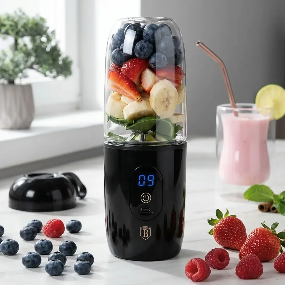 To-Go-Mixer mit USB, schwarz-roségold, 120-130 W