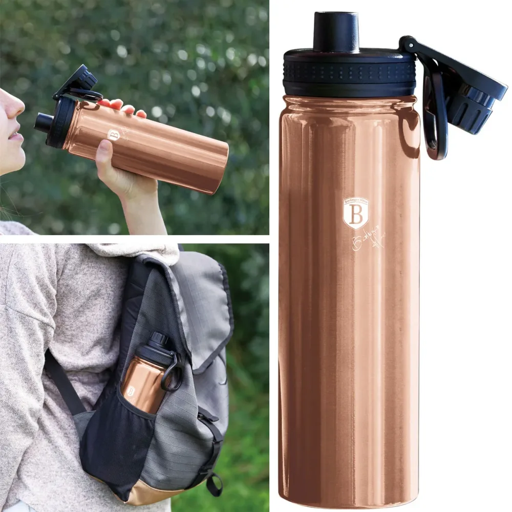 Trinkflasche, Sportflasche, 540 ml, Edelstahl, Farbe Rosé-Gold
