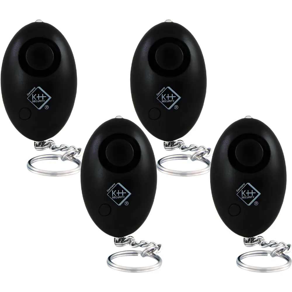 4er-Set Personenalarm inkl. LED-Licht, 120dB, schwarz