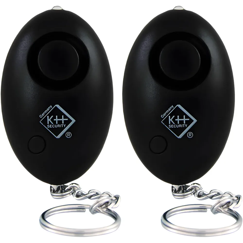 2er-Set Personenalarm inkl. LED-Licht, 120dB, schwarz