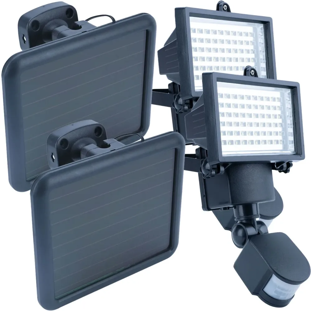 2er-Set Solar-LED-Aussenwandstrahler mit PIR-Sensor, 12 W, 750 Lumen, IP44