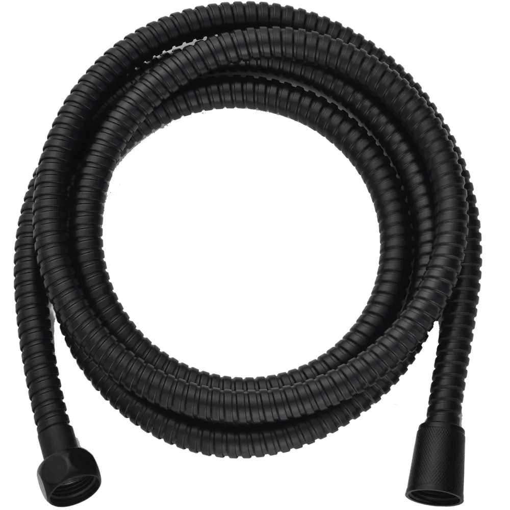 Duschschlauch aus Edelstahl, schwarz, Wassersparfunktion, flexibel, 2 m