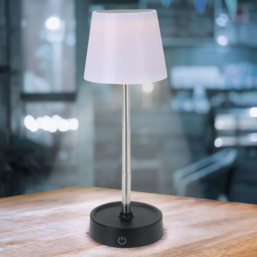 Akku LED-Tischlampe mit verstellbarer Höhe, 11,5 - 29,5 cm, 118lm, IP44, schwarz