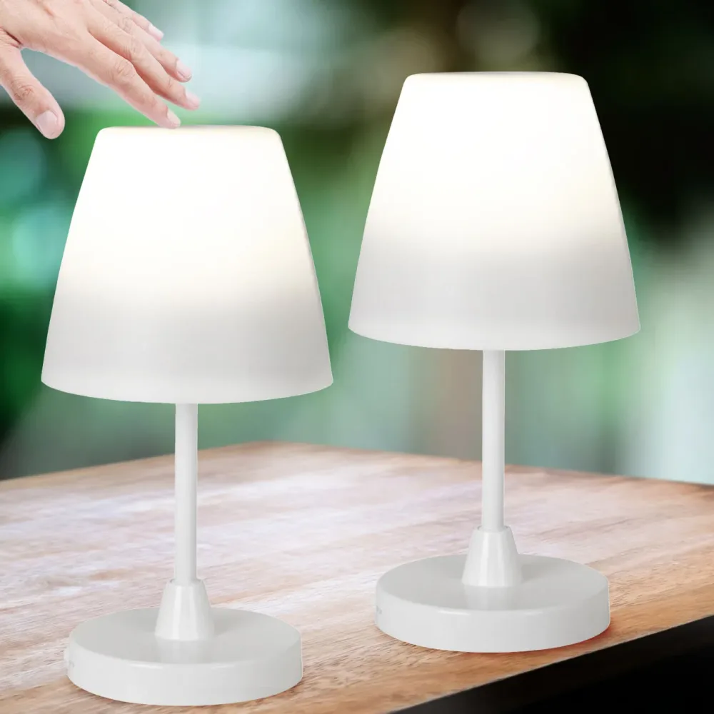 2er-Set Akku Tischlampe mit Touch Funktion, 100lm, in 3 Stufen dimmbar, IP44