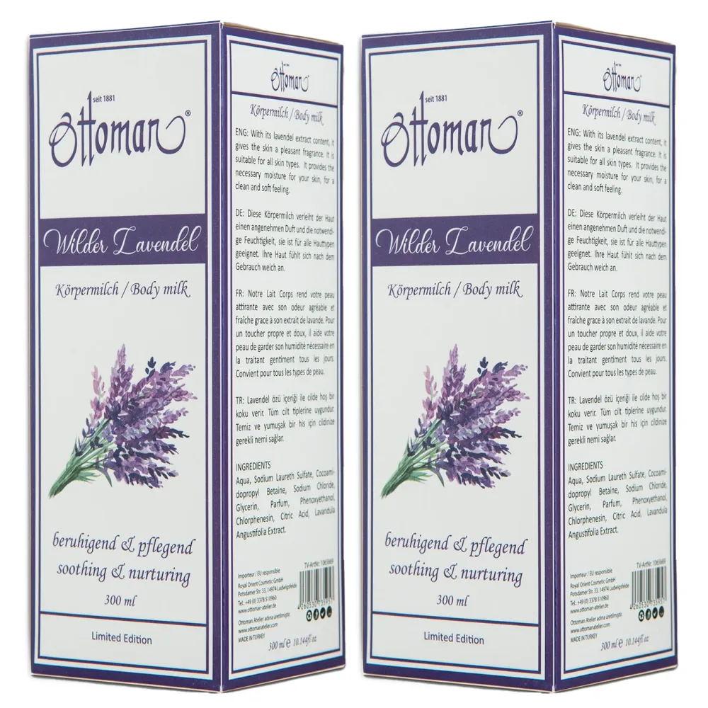 2er-Set Lavendel Körpermilch 300ml, reichhaltige Haut- und Körperpflege
