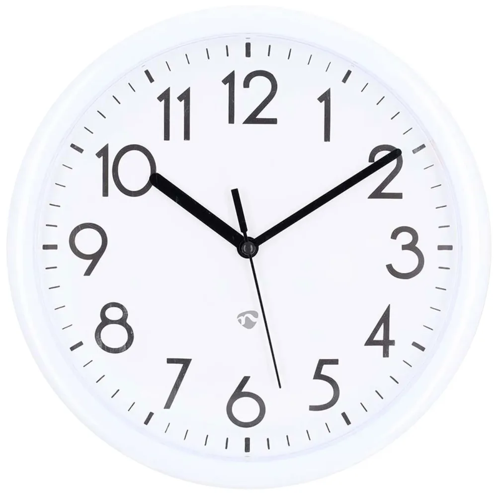 Wanduhr mit Quarzlaufwerk und weissem Hintergrund, Ø 22 cm
