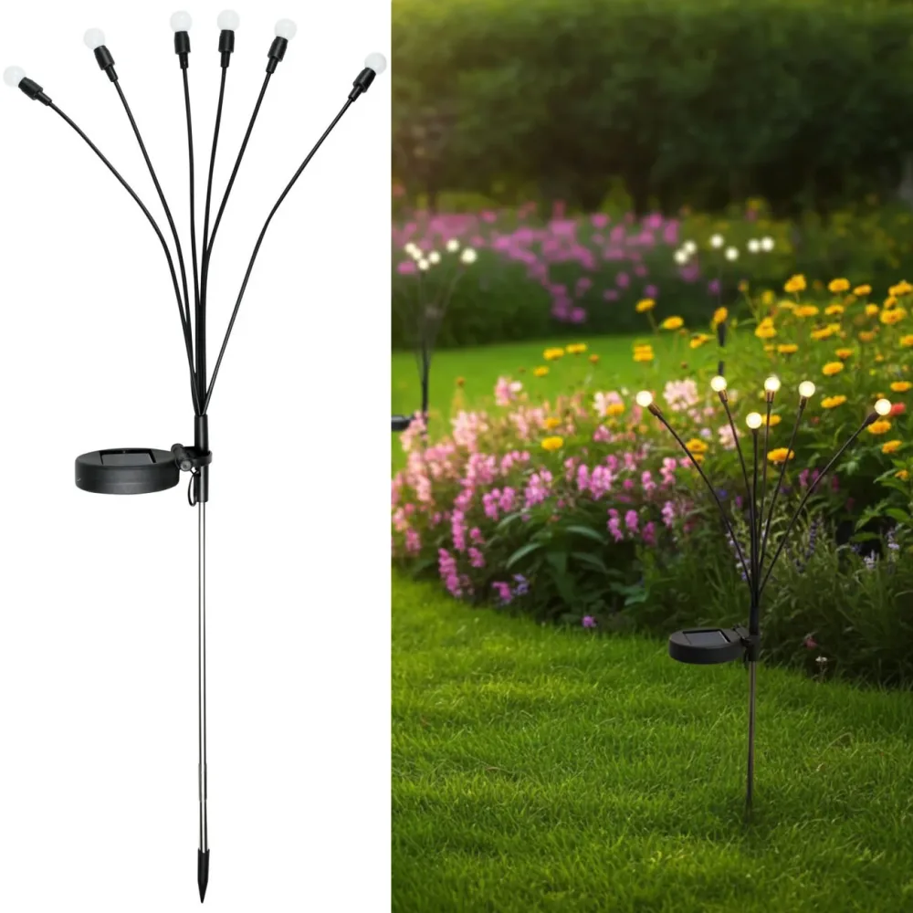 Solar-Gartenlampe Glühwürmchen mit 6 flexiblen Armen, inkl. Erdspiess