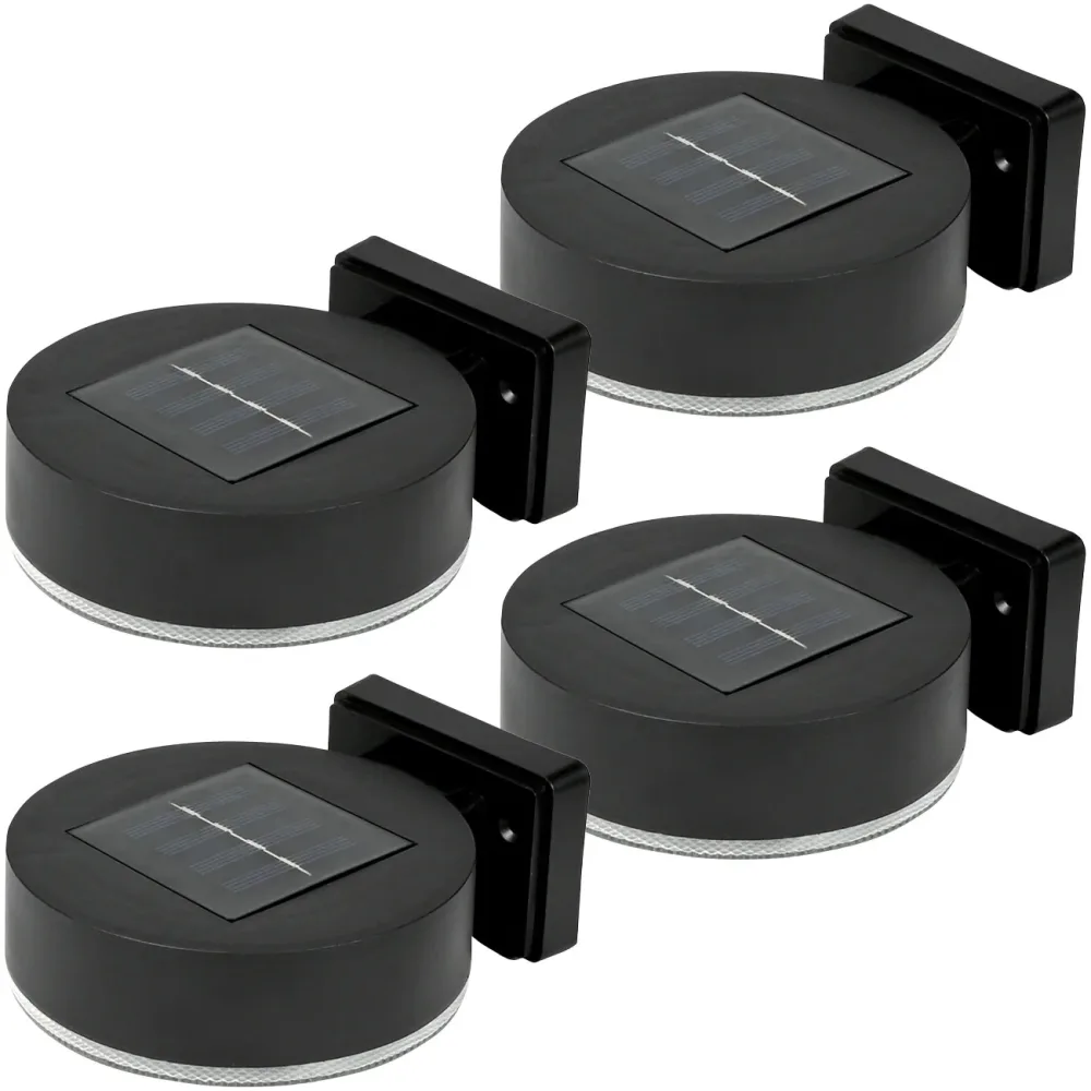 4er-Set Solar-Wandleuchte, rund, schwarz