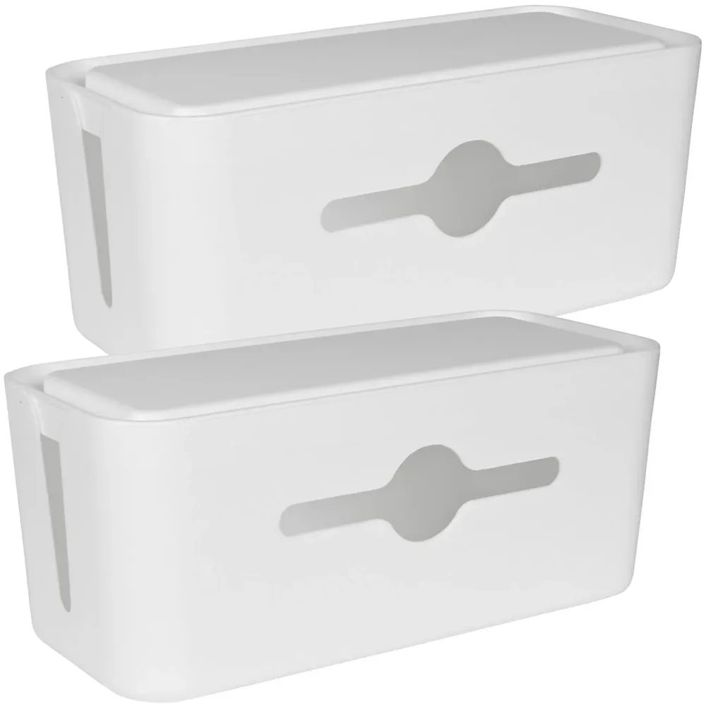 2er-Set Kabelbox inkl. Tablet-& Handyhalterung, 31 x 13,5 x 13 cm, weiss