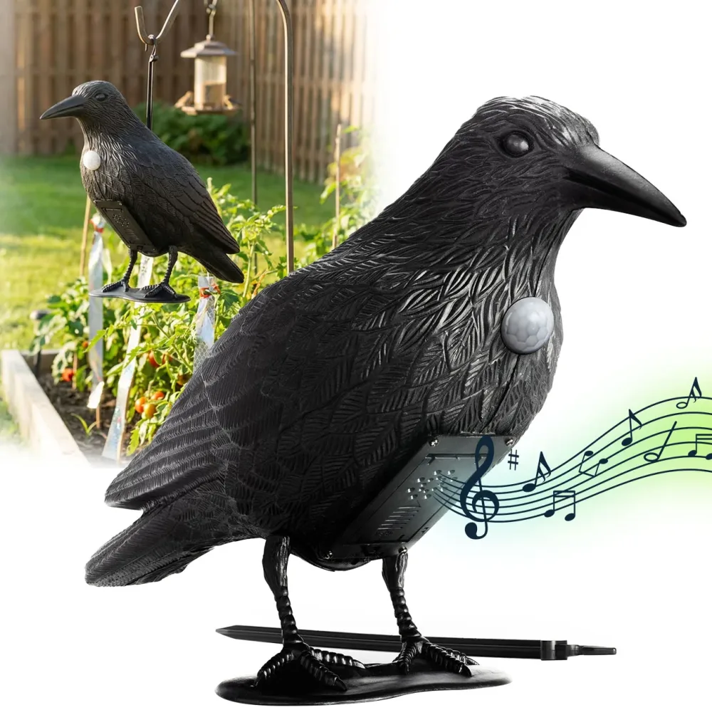 Vogelabwehr Krähe mit Soundeffekt, batteriebetrieben