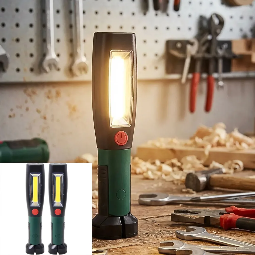 2er-Set 2in1 LED Arbeitslampe mit Magnetfuss und drehbarem Haken