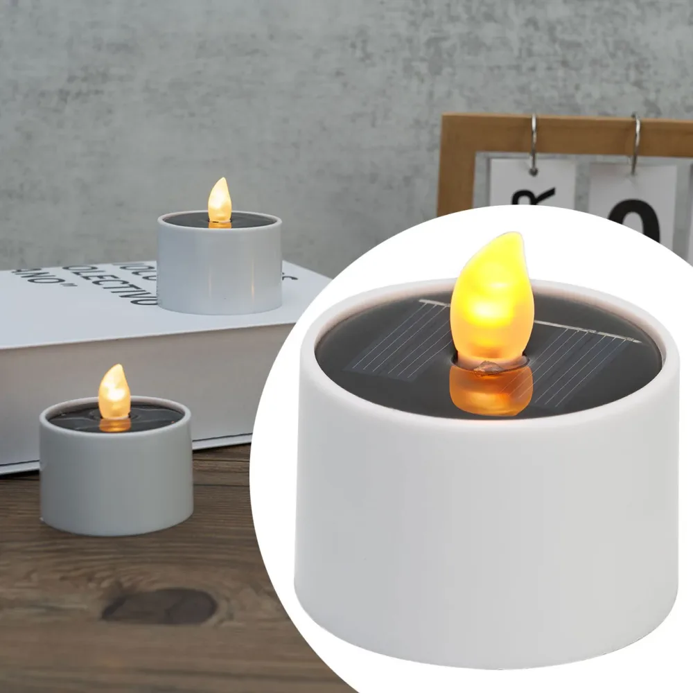 4er-Set Solar-LED-Teelichter mit Dämmerungs-Sensor, IP44, weiss