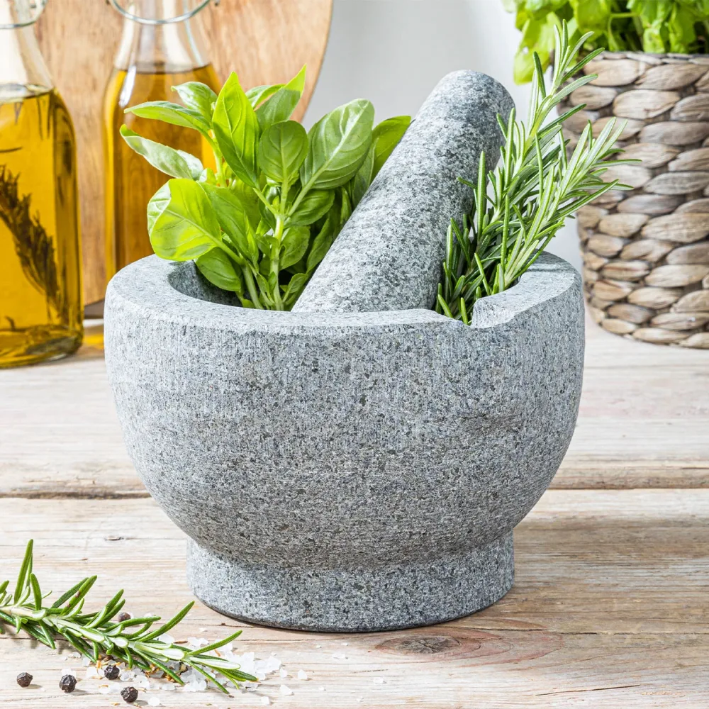 XL Mörser mit Stössel, Granit, Ø 15 cm