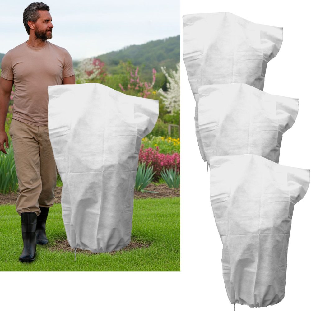 3er-Set Pflanzenschutzsack, weiss, Schutzvlies, 110 x 150 cm