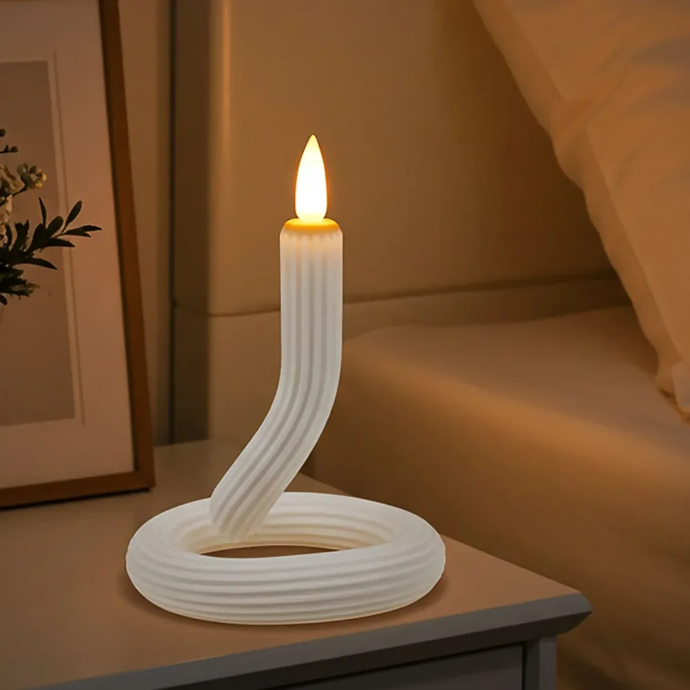 Flexible LED-Kerze mit Flackereffekt, weiss, Akkubetrieb