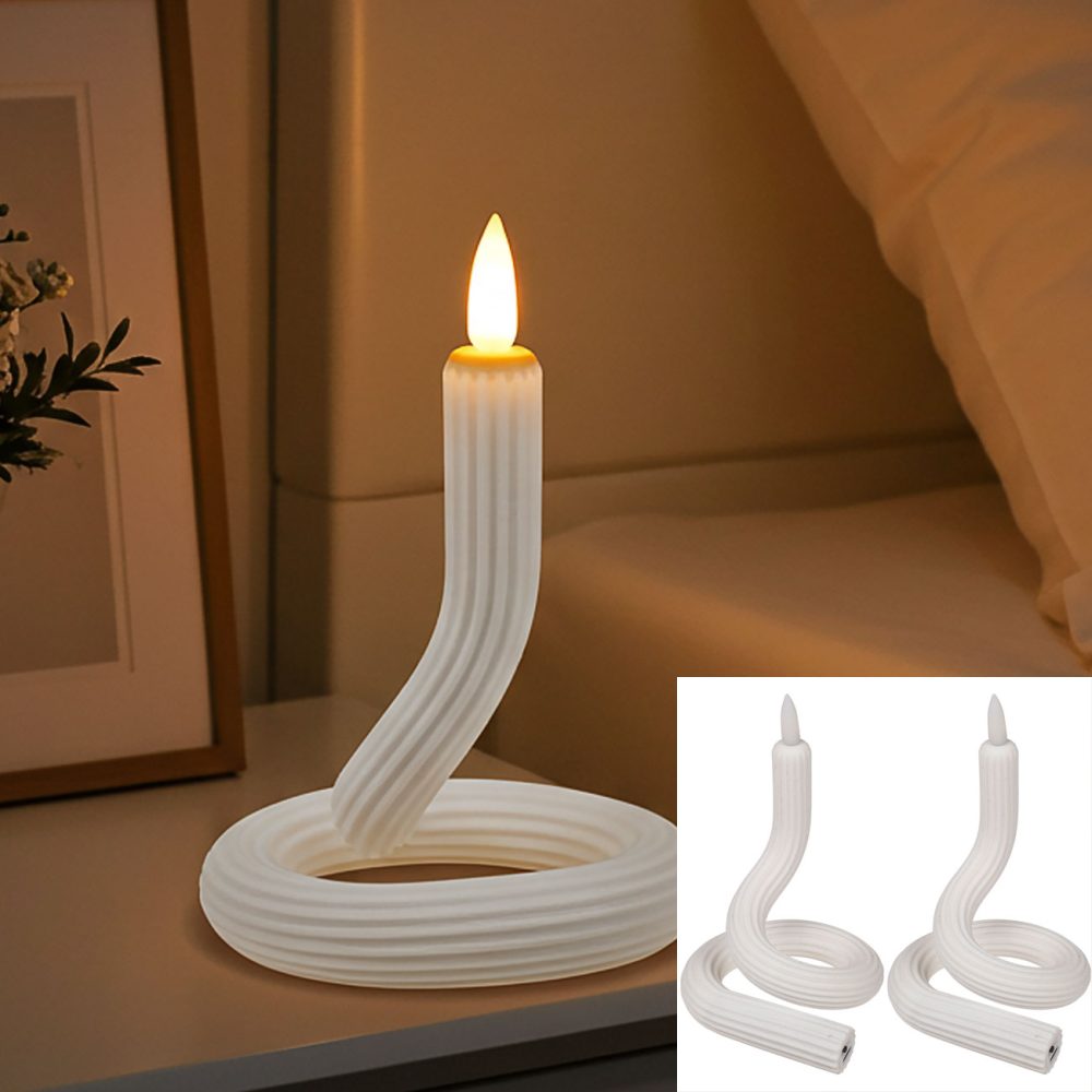 2er-Set Flexible LED-Kerze mit Flackereffekt, weiss, Akkubetrieb