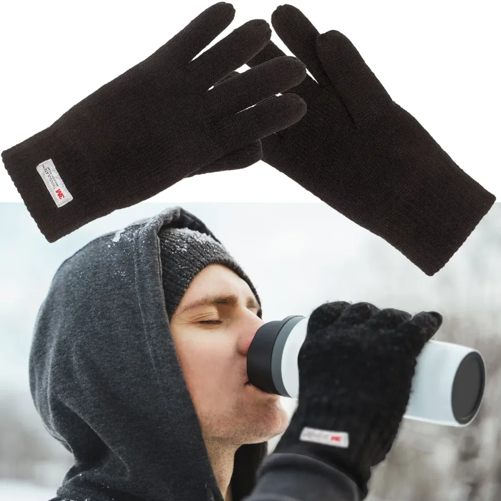 Herren-Handschuhe mit warmen 3M-Innenfutter, schwarz