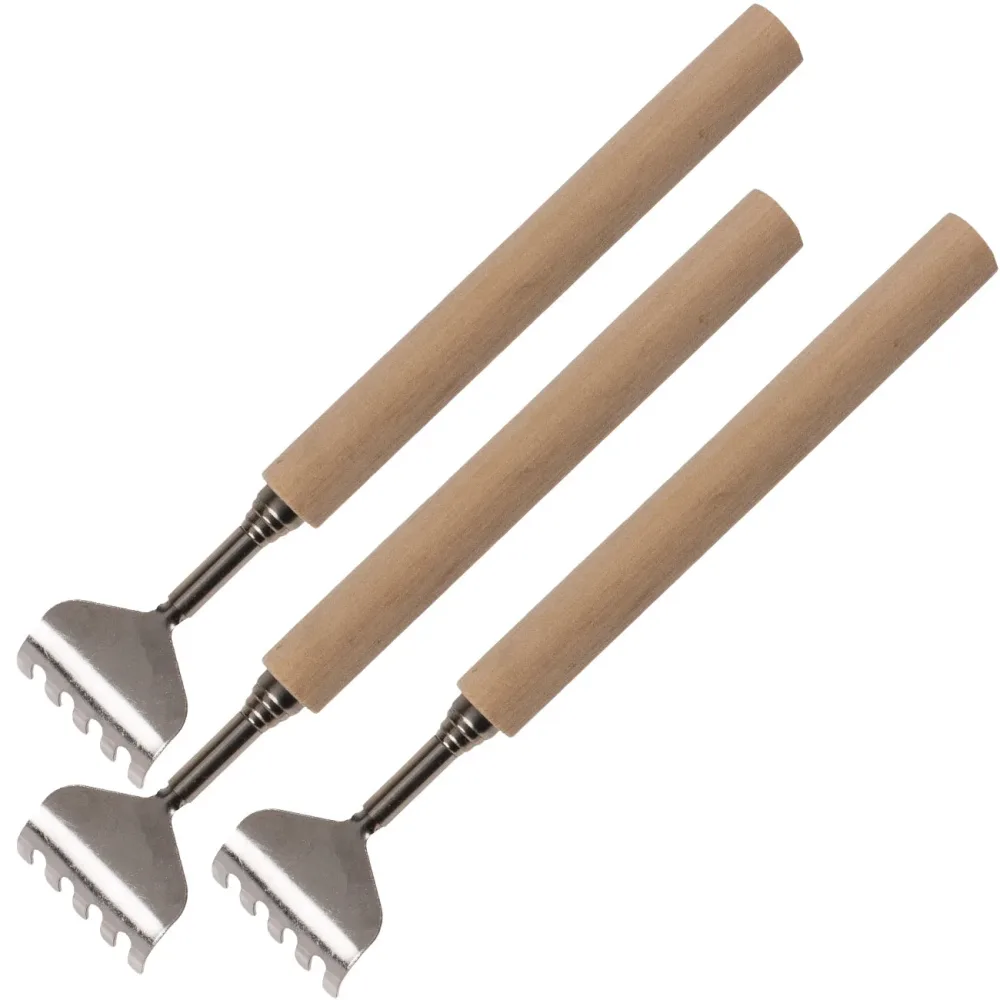 3er-Set Teleskop-Rückenkratzer mit Holz-Griff, 17 - 52 cm
