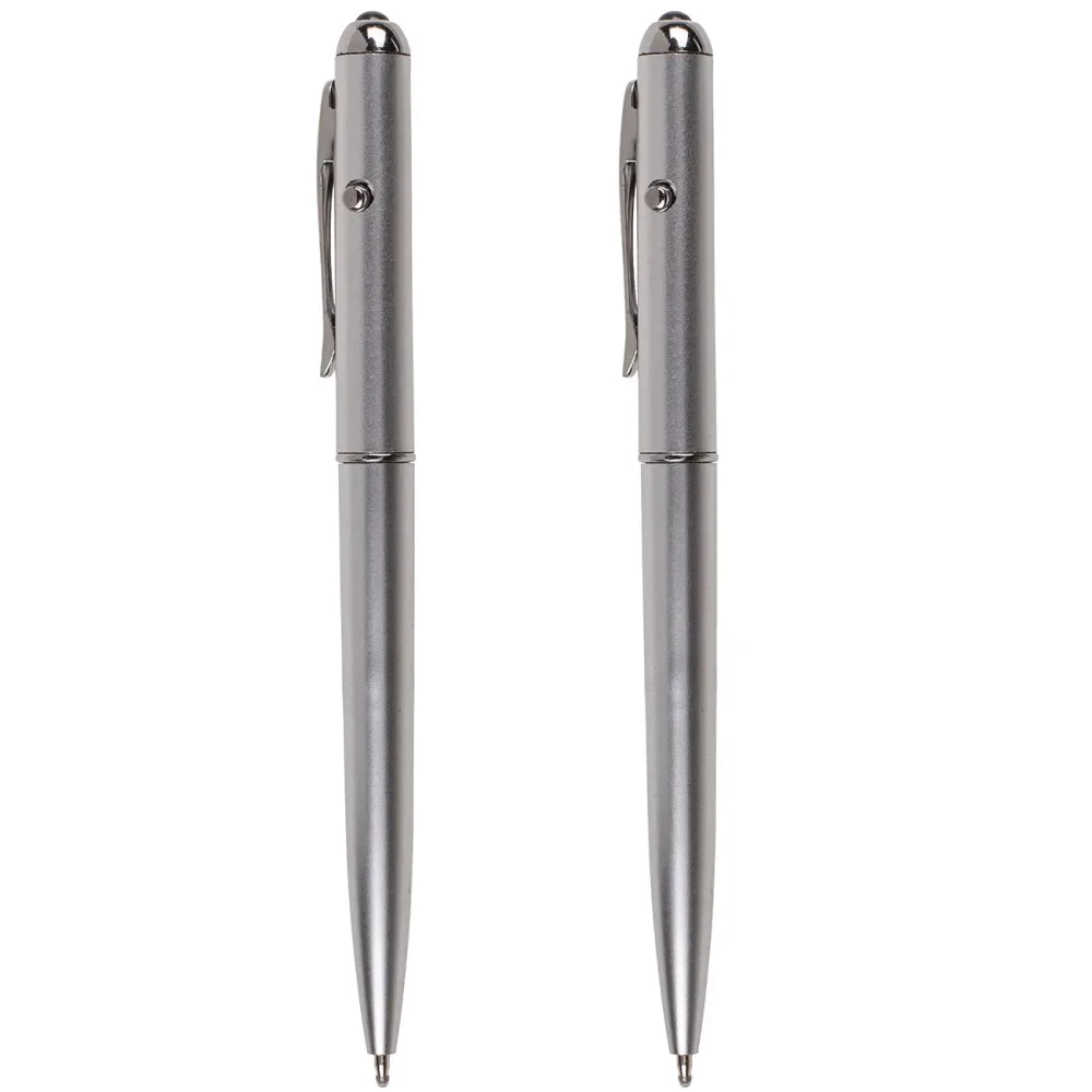 2er-Set Geheimstift mit Geheimtinte und UV-Licht, silber