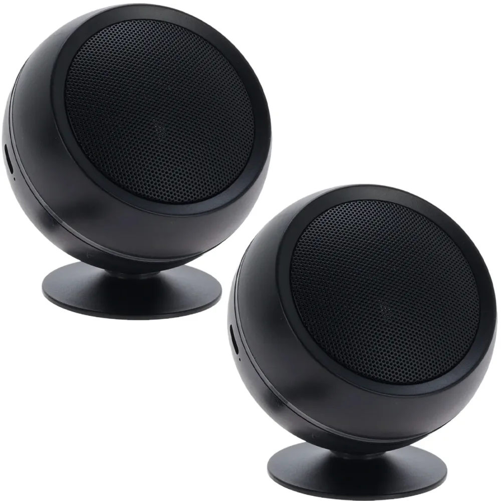2er-Set Mini Lautsprecher mit LED-Streifen, Bluetooth 5.0, schwarz