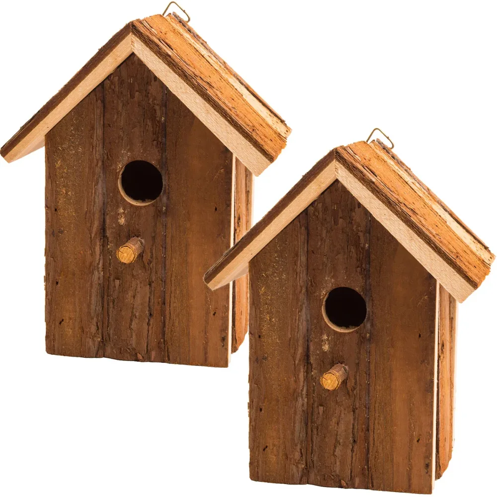 2er-Set Nistkasten und Vogelhaus mit Sitzstange für Finken und Meisen