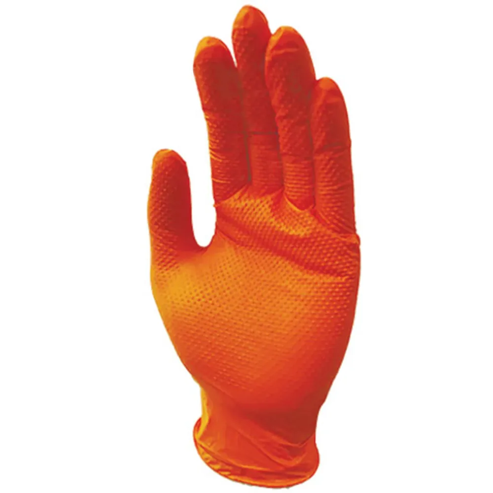 Nitrilkautschuk Handschuhe mit Diamantenstruktur, 50 Stk., Grösse M, orange
