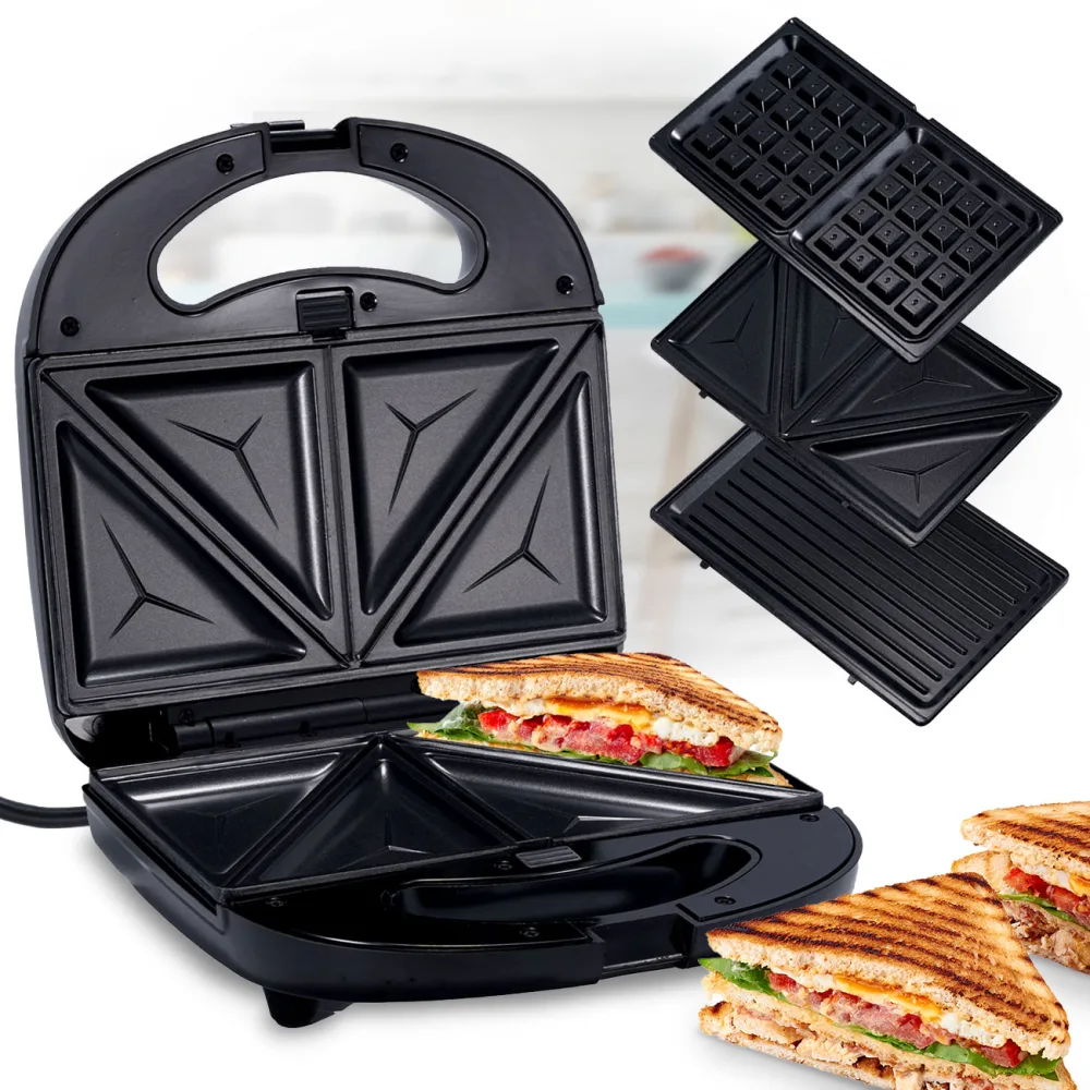 3in1 Multi-Grill: Kontaktgrill, Sandwichmaker & Waffeleisen in einem Gerät, 800 W