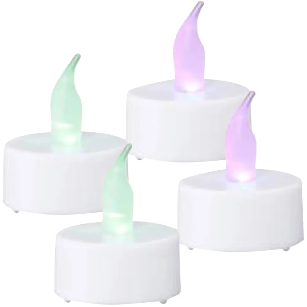 Flackerndes LED-Teelicht mit Farbwechsel, 4 Stück, inkl. 6h Timerfunktion, Ø 4cm