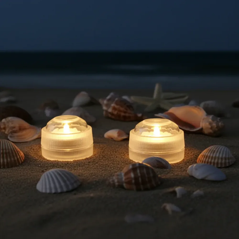 2er-Set LED-Teelicht, wasserdicht, warmweiss, Ø 3cm, IP68
