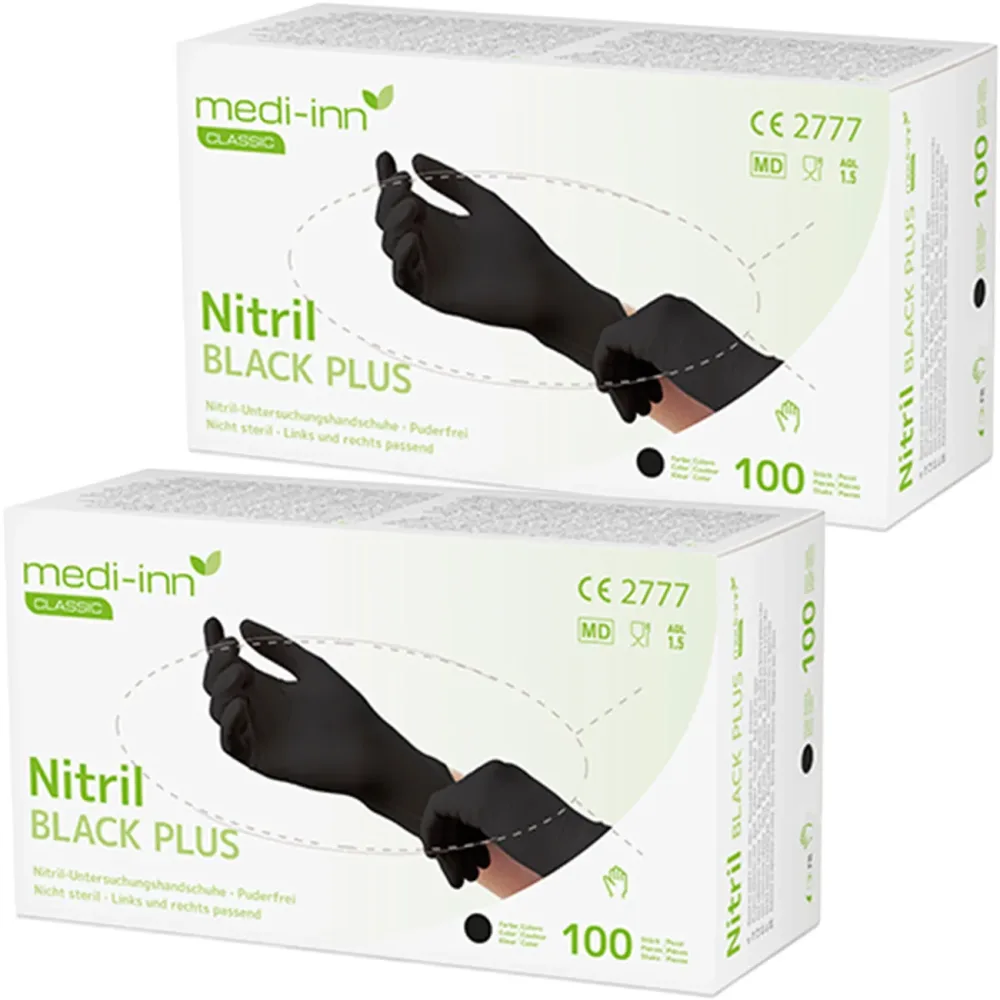 Einweg-Nitril-Handschuhe, puderfrei, 200 Stk., Grösse XL, schwarz
