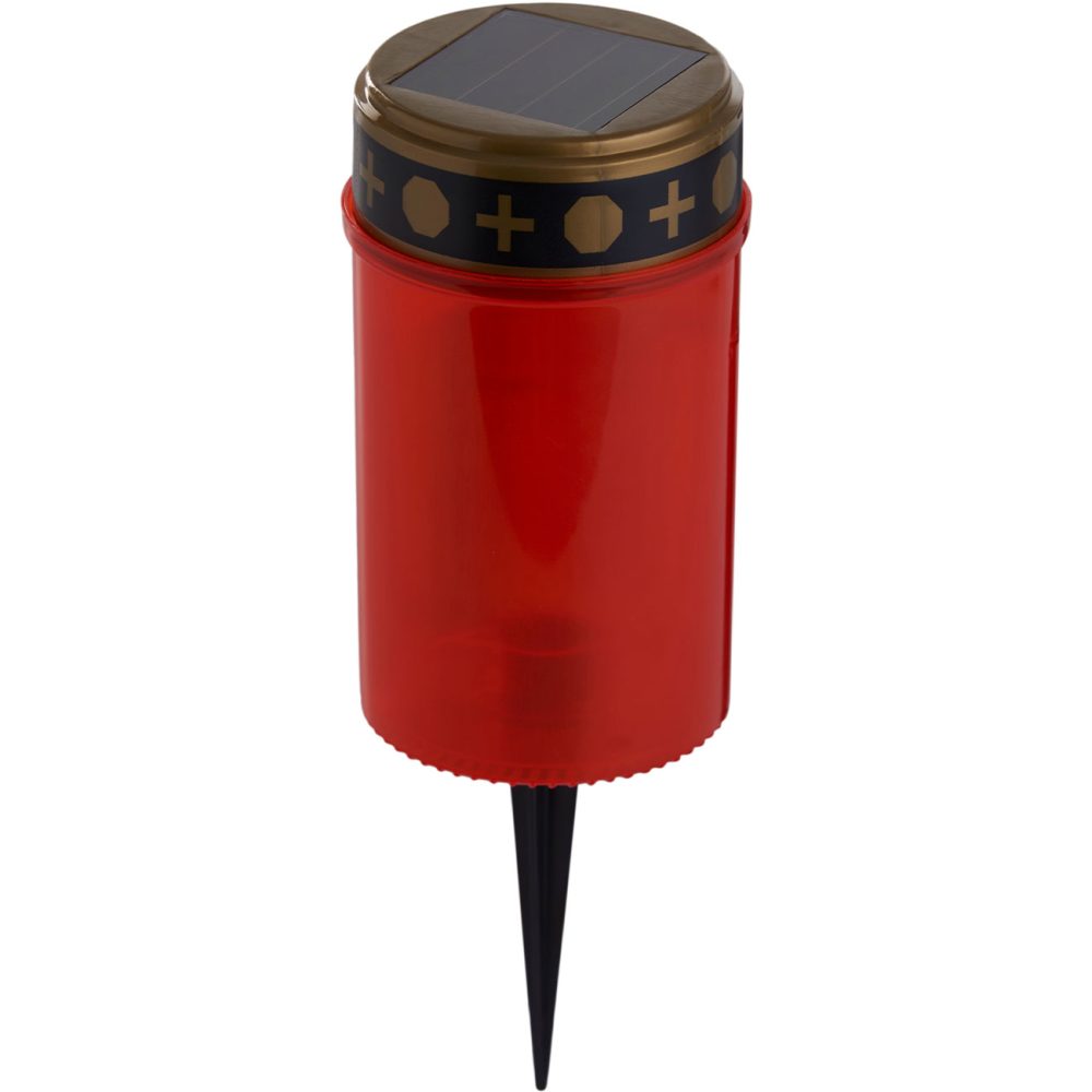Solar LED-Grabkerze mit Erdspiess, rot