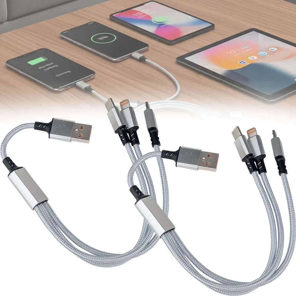 2er Set 3in1 Universal USB-Schnellladekabel, 25 W, 30cm