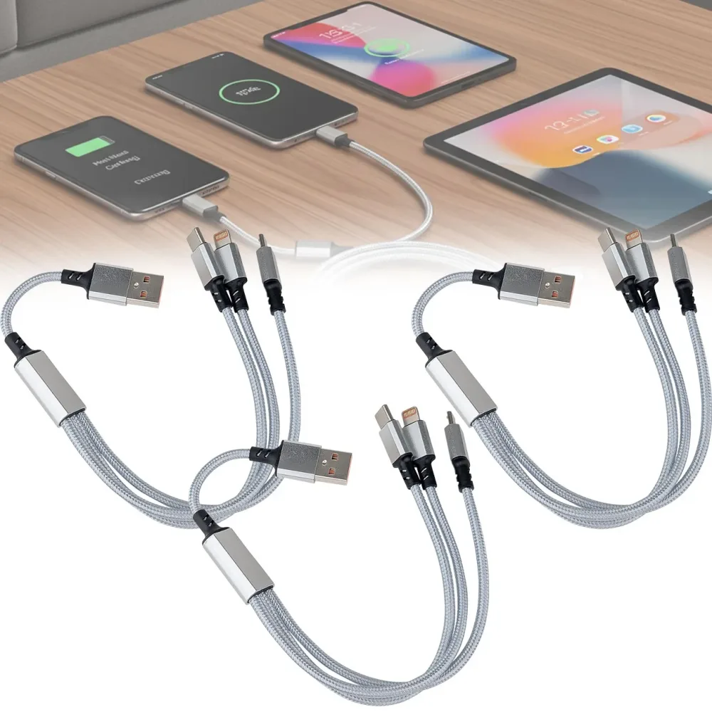 3er Set 3in1 Universal USB-Schnellladekabel, 25 W, 30cm