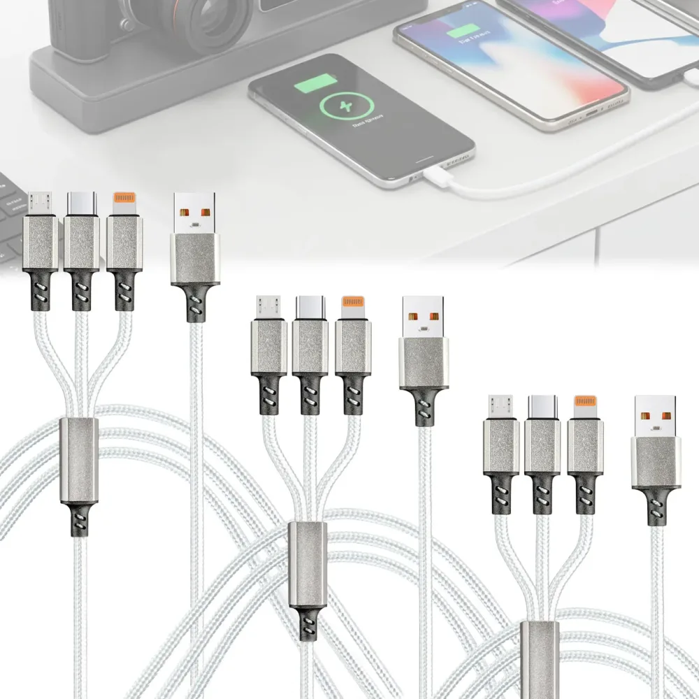3er-Set 3in1 Universal USB-Schnellladekabel, 25 W, 120cm