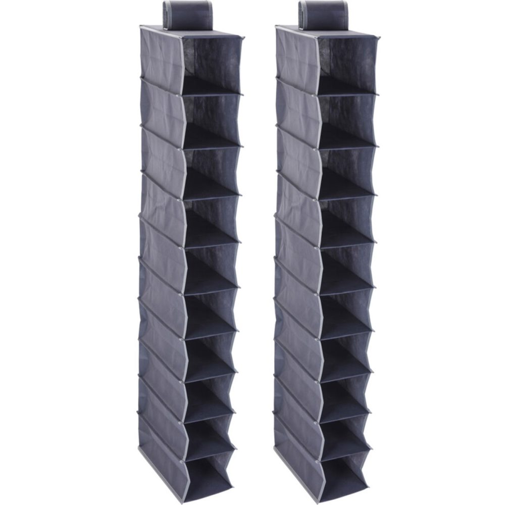 2er-Set Schrank-Hängeregal, für Kleidung, Schuhe etc., 10 Fächer