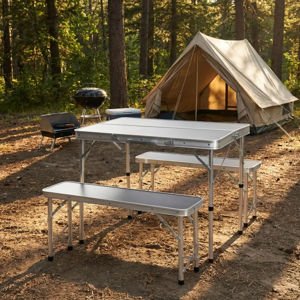 Campingtisch mit Bänken für 4 Personen, klappbar