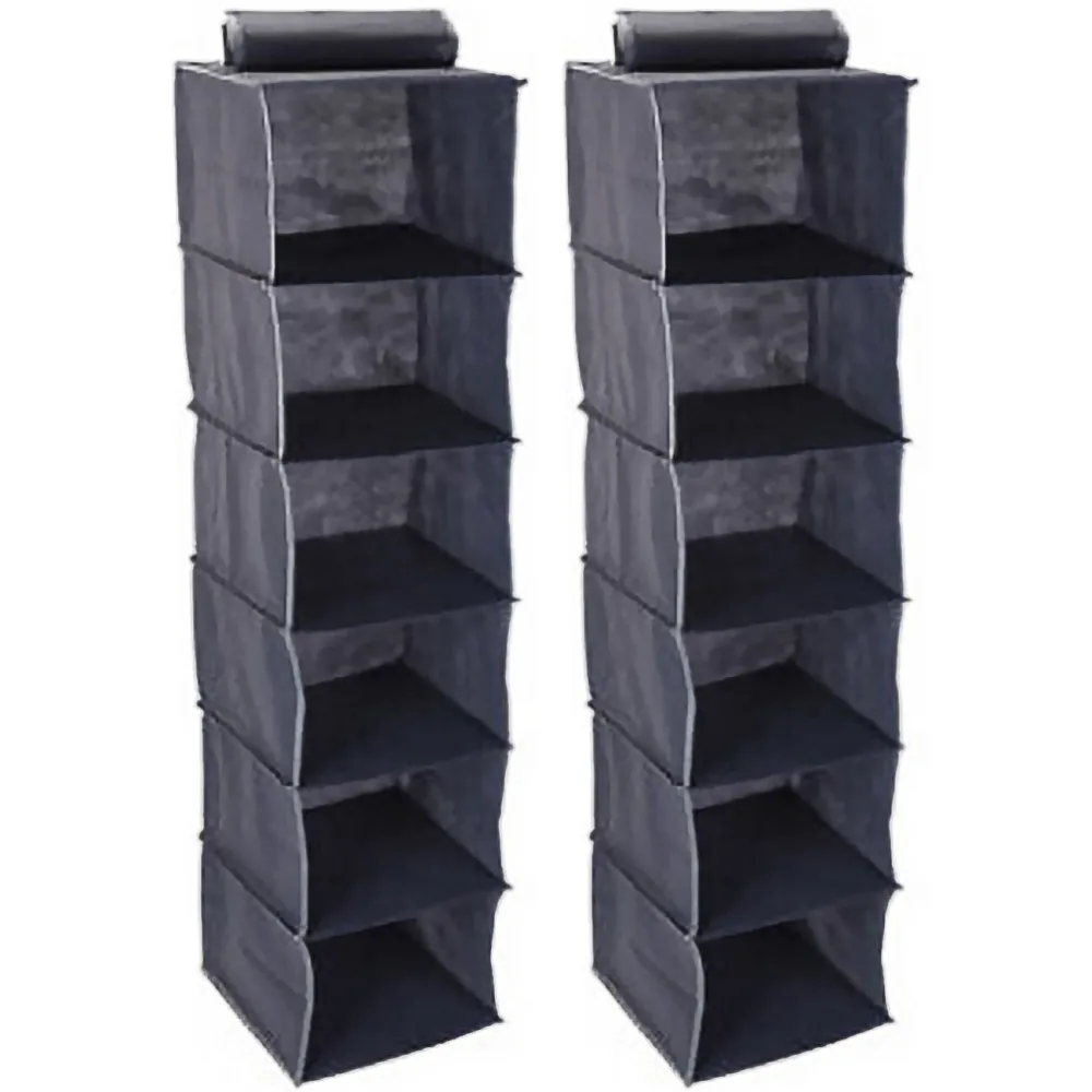 2er-Set Schrank-Hängeregal, für Kleidung, Schuhe etc., 6 Fächer
