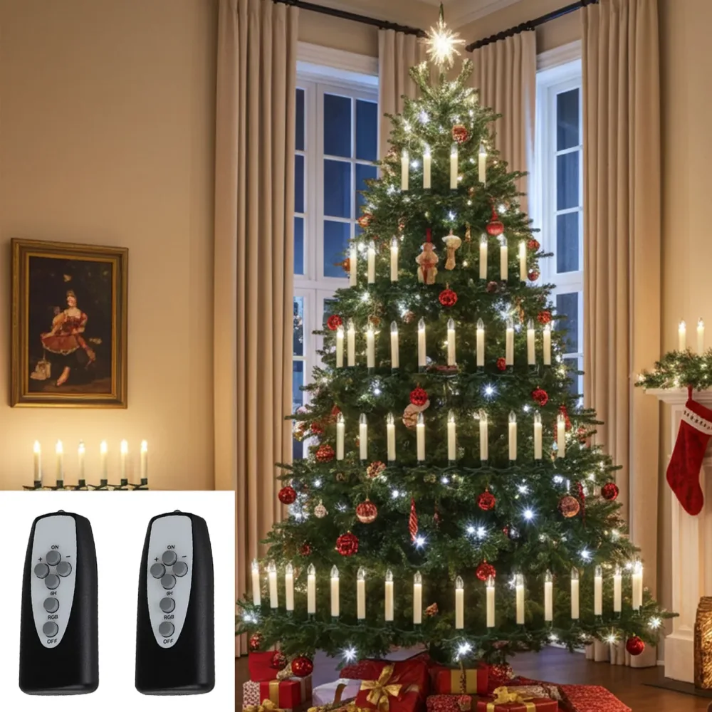 30 kabellose LED-Weihnachtsbaum-Kerzen, multicolor, Fernbedienung, Timerfunktion