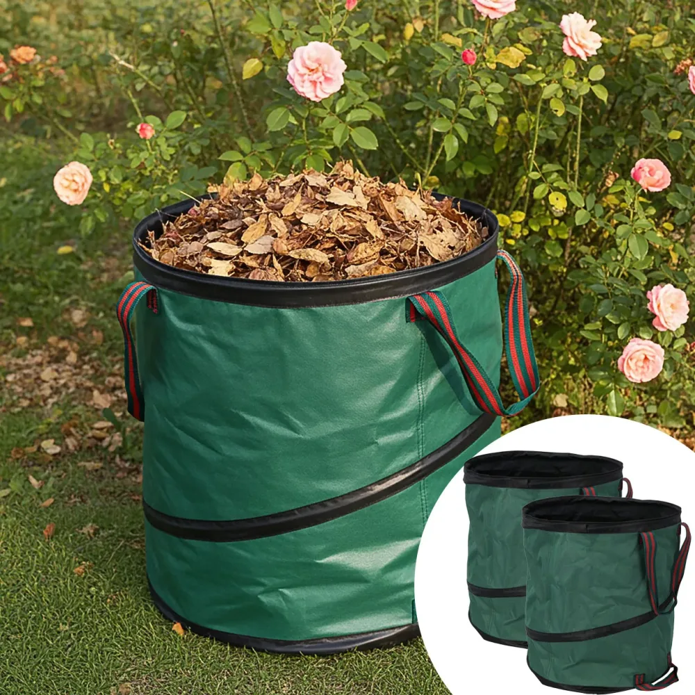 2er-Set Garten Abfallsack Pop-up, grün, 165 Liter