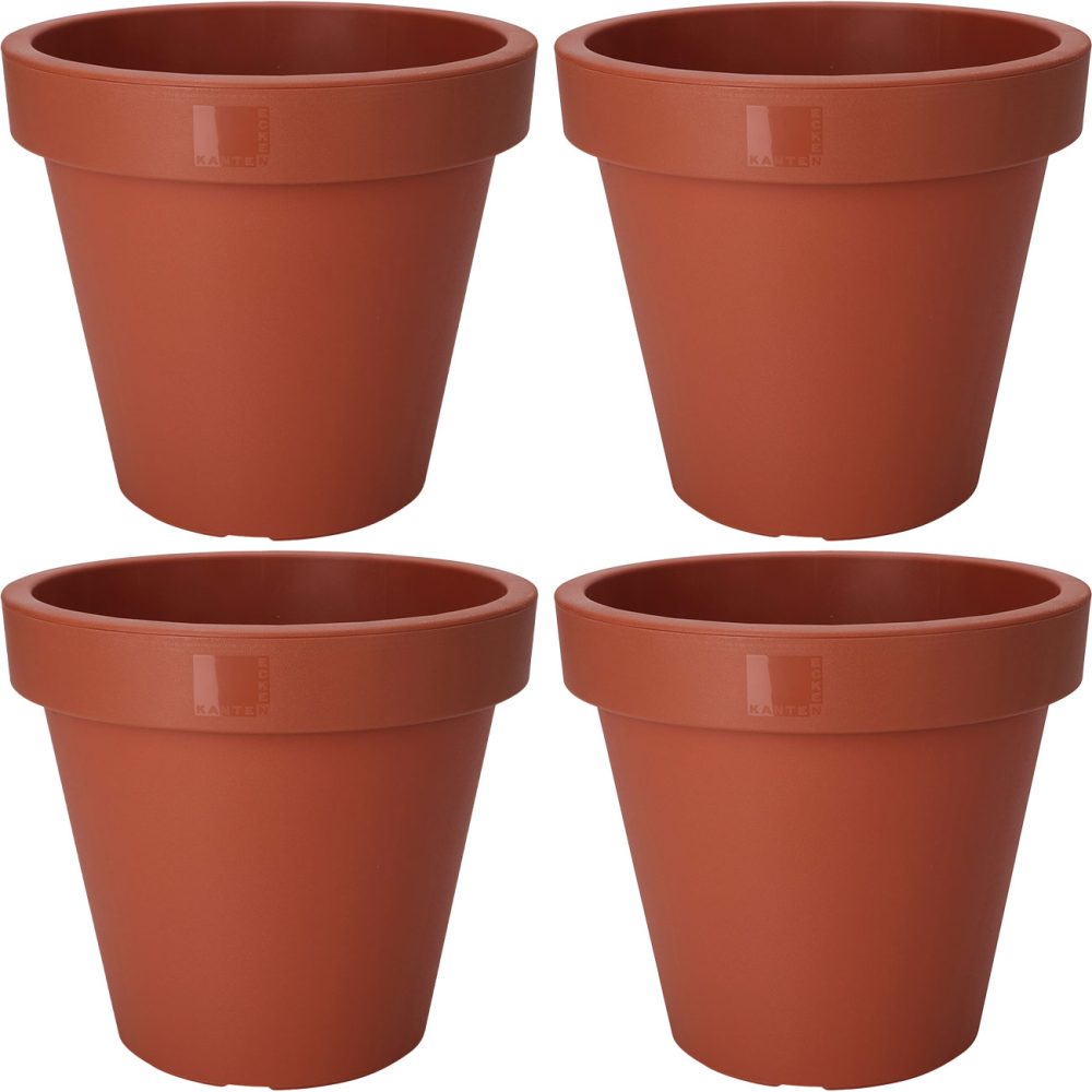 4er-Set Blumentopf rund, terracotta, Pflanztopf aus 100% recyclebaren Kunststoff, Ø 20 cm