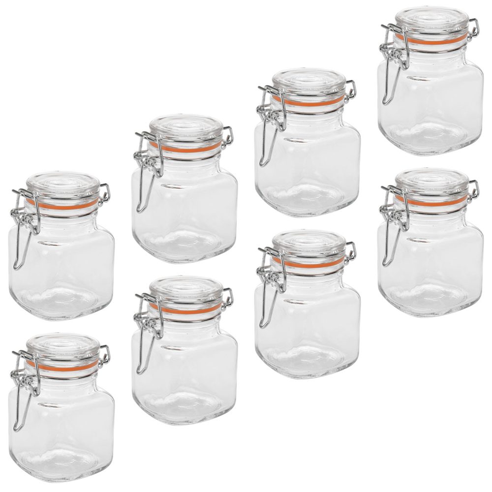 Vorratsglas mit Bügelverschluss, 8 Stück, 90ml