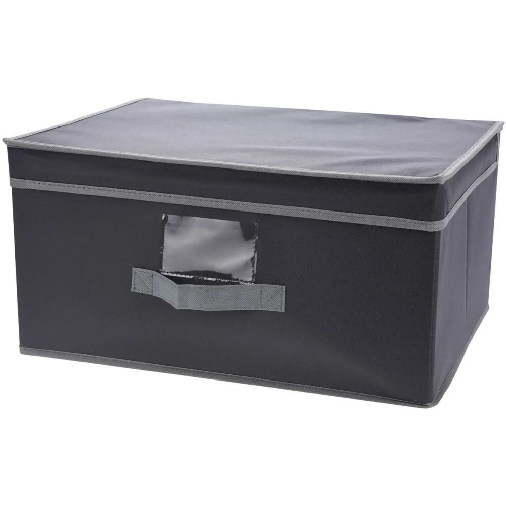 Aufbewahrungsbox mit Deckel & Henkel, faltbar, 31 x 15,5 x 28 cm, grau