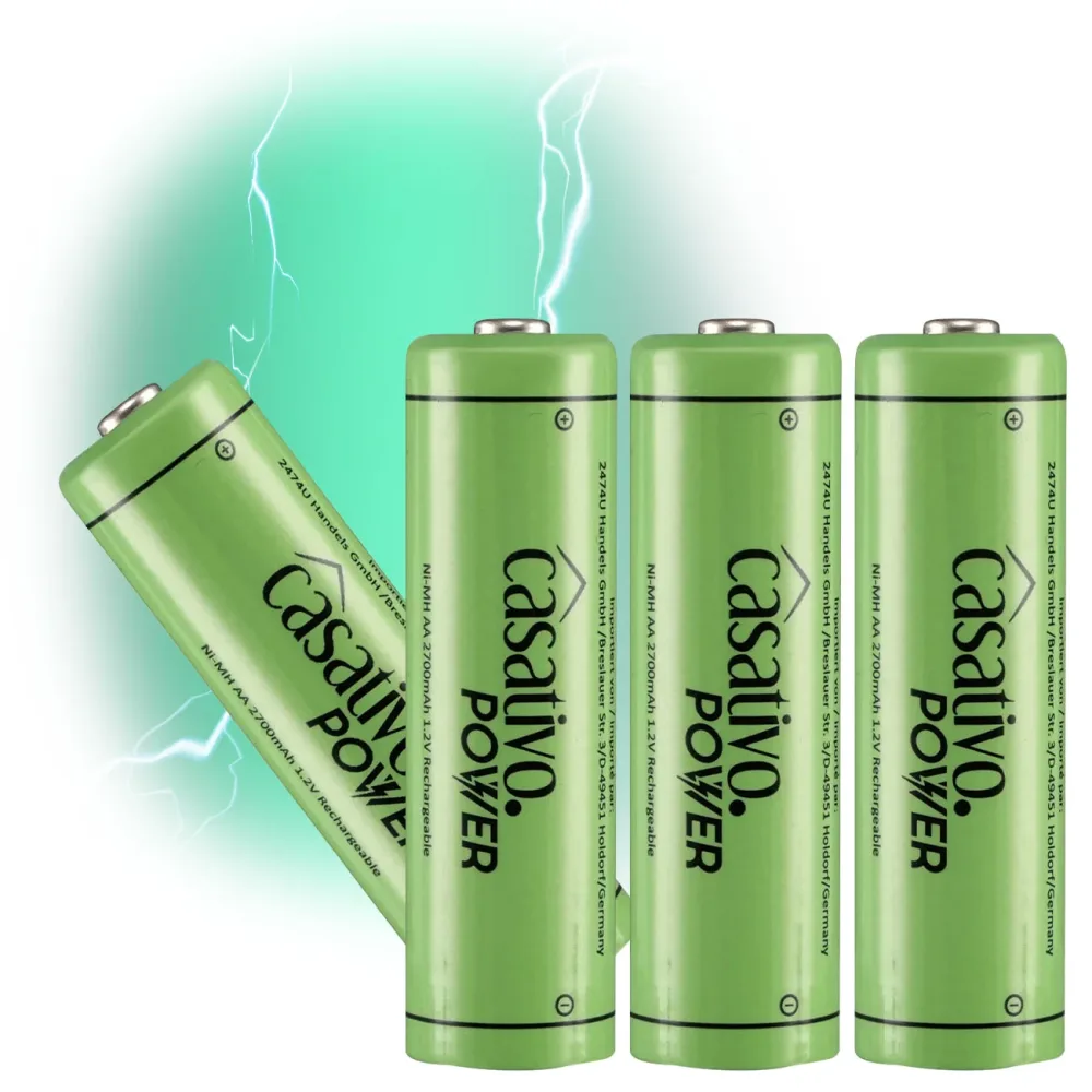 4er-Set NiMH-AA/Mignon-Akkus, 2.700 mAh, mit Transport-Case