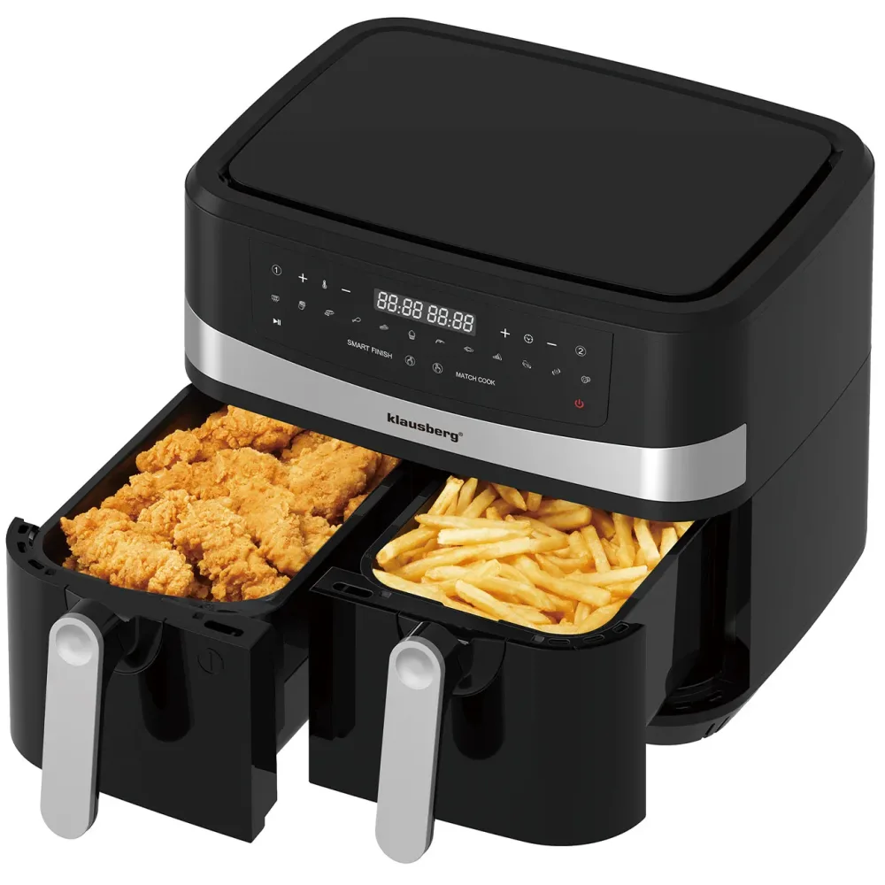 Heissluftfritteuse mit Doppelkorb, 9 Liter
