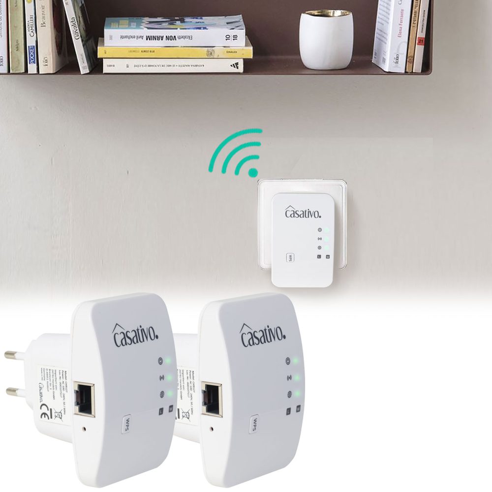 2er-Set Mini-WLAN-Repeater mit WPS-Funktion, 300 Mbit/s, LAN-Anschluss & 2,4 GHz